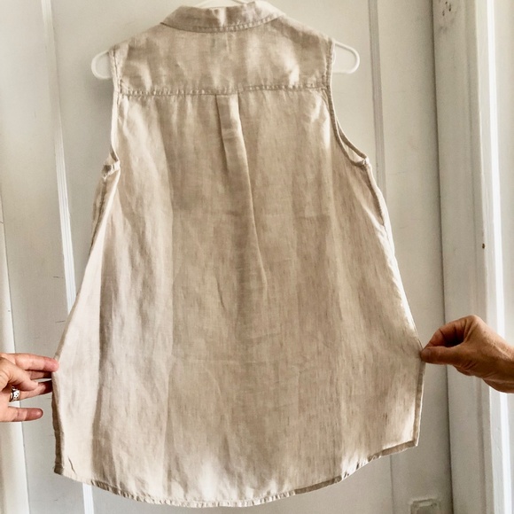 Linen Sleeveless Button-Front Blouse, New Condition - Picture 2 of 15